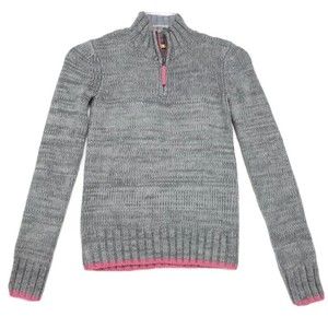 Prince And Fox Gray 1/4 Zip Sweater with Pink Accents size Small